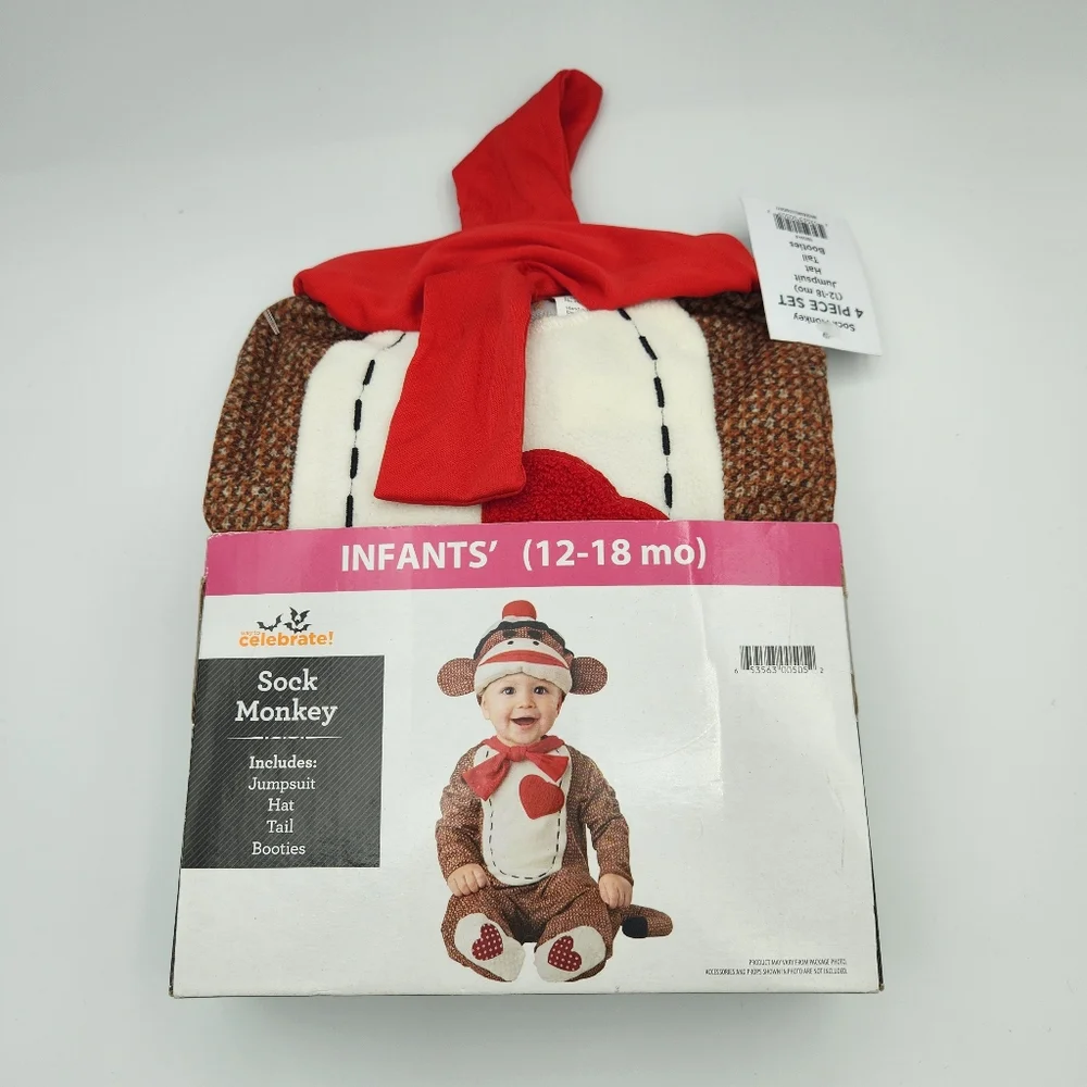 Sock Monkey Infant Costume 12-18 Months Halloween Dress‎ Up